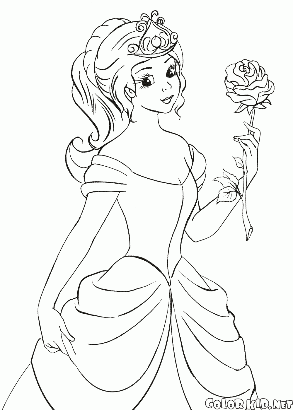 الأميرة يحمل وردة تلوين صفحة