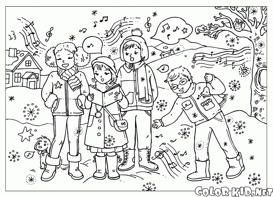 الأطفال يغنون أناشيد عيد الميلاد