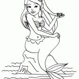 حورية البحر يجلس على صخرة