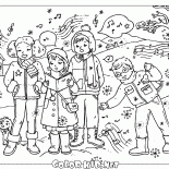 الأطفال يغنون أناشيد عيد الميلاد