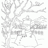 ثلج يرتدي وشاح وقبعة